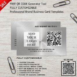 ANPASSNINGSBAR SILVER LOGOTYP DESIGN QR CODE MALL VISITKORT