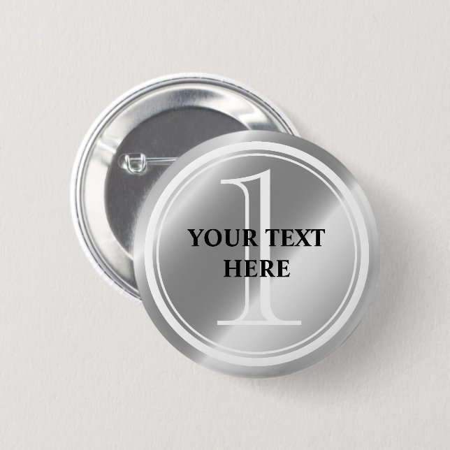 Anpassningsbar silver-medalj, knapp för återköp av (Framsida & baksida)