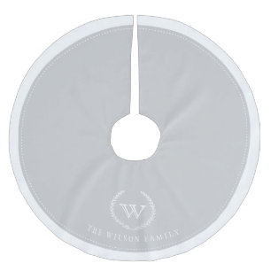 Anpassningsbar Silver Monogram Julgran Skirt Julgransmatta Borstad Polyester