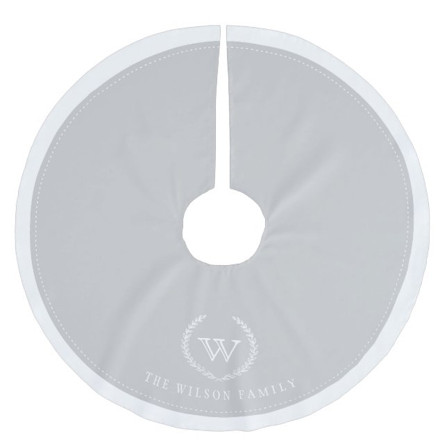 Anpassningsbar Silver Monogram Julgran Skirt Julgransmatta Borstad Polyester (Framsidan)
