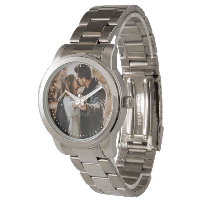 Anpassningsbar Silver Photo Armbandsur (Vinklad)