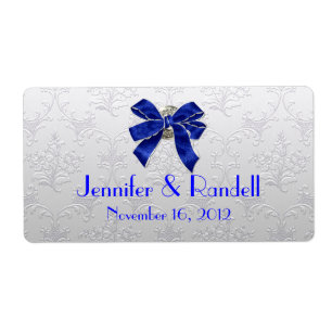 Anpassningsbar Silver Tone Damask Mini Vin Flaska Fraktsedel