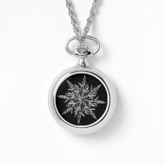 Anpassningsbar Silver Wrap Around Black Snowflake Armbandsur