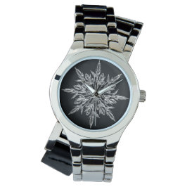 Anpassningsbar Silver Wrap Around Black Snowflake  Armbandsur