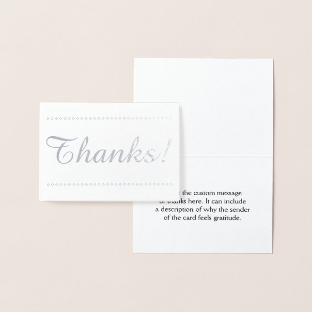 Anpassningsbar silverfolie "Tack!"-kort Folierat Kort (Display)