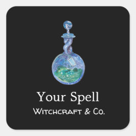Anpassningsbar Simple Black Witchcraft Spell Flask Fyrkantigt Klistermärke