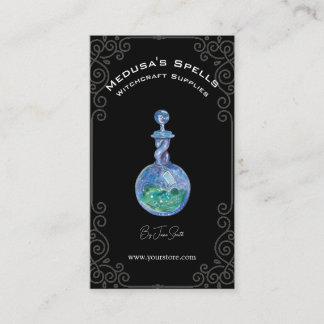 Anpassningsbar Simple Black Witchcraft Spell Flask Visitkort
