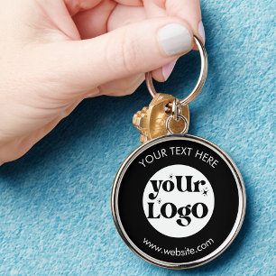 Anpassningsbar Simple Company Branded Business Log Rund Silverfärgad Nyckelring
