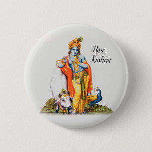 Anpassningsbar Simple Lord Krishna med ko- och få Knapp
