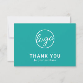 Anpassningsbar Simple Modern Turquise Teal Logotyp Tack Kort