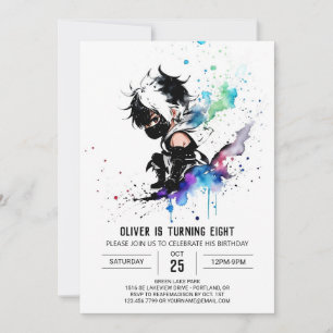 Anpassningsbar Simple Ninja Boy Digital Birthday Inbjudningar