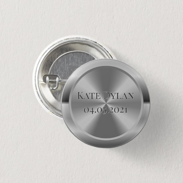 Anpassningsbar Simulated Engraved Silver Button Knapp (Framsida & baksida)