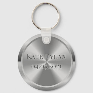 Anpassningsbar Simulerad Engraved Silver Keychain Nyckelring