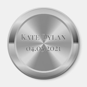Anpassningsbar Simulerad graverad Silver Circle Ma Magnet