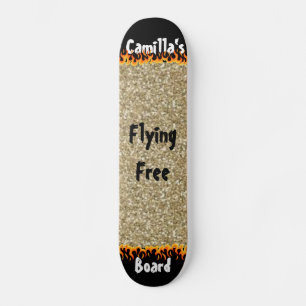 Anpassningsbar Simulerad Guld Glitter Girly-design Mini Skateboard Bräda 18,5 Cm
