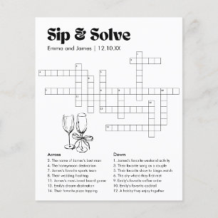 Anpassningsbar Sip and Solve Bröllop Crossword