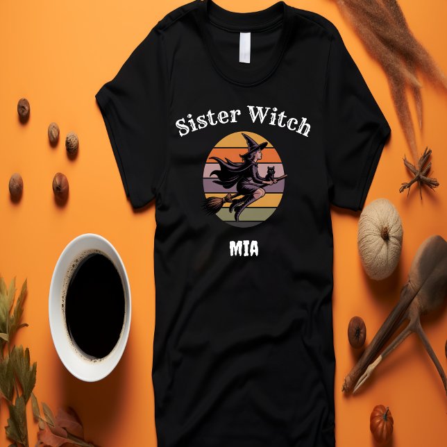 Anpassningsbar Sister Witch Retro Women Halloween T Shirt (Skapare uppladdad)