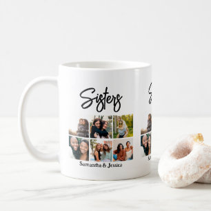 Anpassningsbar Sisters skript 6 Fotokollage Kaffemugg