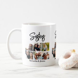 Anpassningsbar Sisters skript 6 Fotokollage Kaffemugg