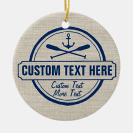 Anpassningsbar Sjö, Beach House & Boat Nautical An Julgransprydnad Keramik