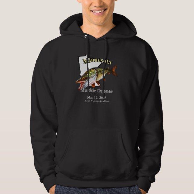 Anpassningsbar Sjö/Date Minnesota Muskie Open Mörk Hoodie (Framsida)