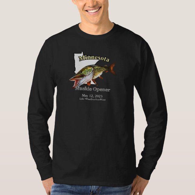 Anpassningsbar Sjö/Date Minnesota Muskie Open Mörk T Shirt (Framsida)