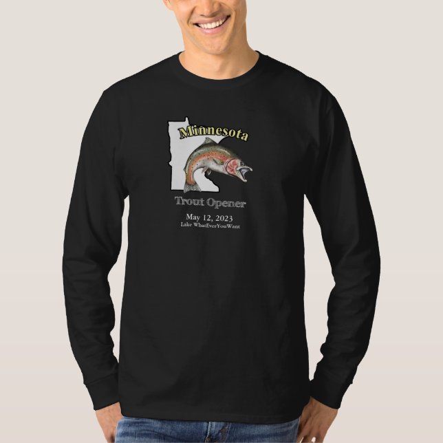 Anpassningsbar Sjö/Date Minnesota Trout-öppnare Mö T Shirt (Framsida)