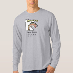 Anpassningsbar Sjö/Date Minnesota Trout-öppningslj T Shirt