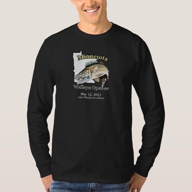 Anpassningsbar Sjö/Date Minnesota Walleye Open T-S T Shirt (Framsida)