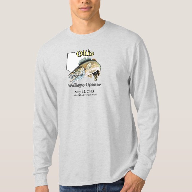 Anpassningsbar Sjö/Date Ohio Walleye Open T-Shirt (Framsida)