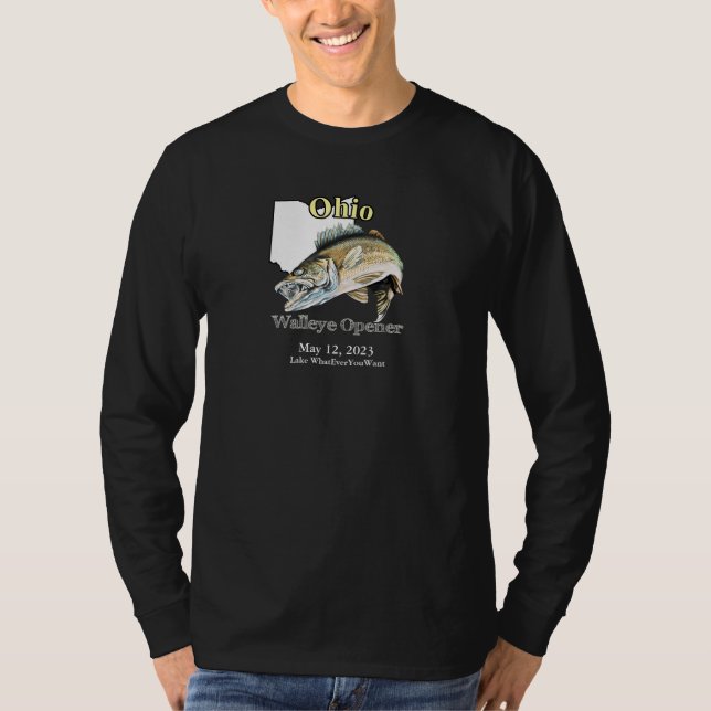 Anpassningsbar Sjö/Date Ohio Walleye Open T-Shirt (Framsida)