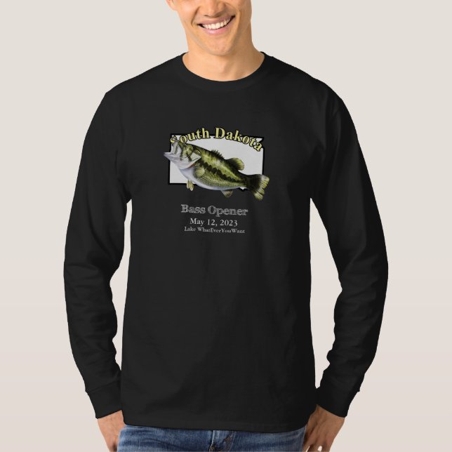 Anpassningsbar Sjö/Date South Dakota Bass Open Mör T Shirt (Framsida)