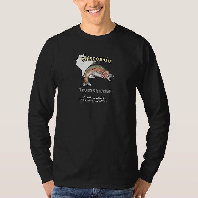 Anpassningsbar Sjö/Date Wisconn Trout-öppnare Mörk T Shirt (Framsida)