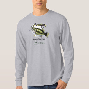 Anpassningsbar Sjö/Date Wisconsin Bass-öppningslju T Shirt