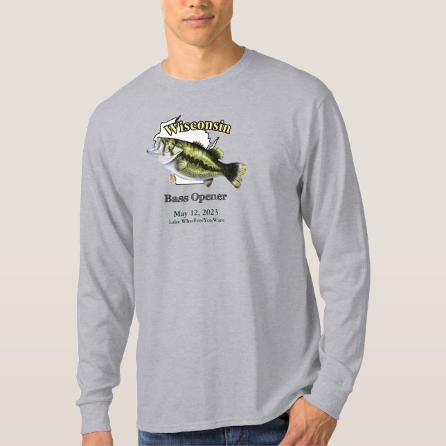 Anpassningsbar Sjö/Date Wisconsin Bass-öppningslju T Shirt (Framsida)