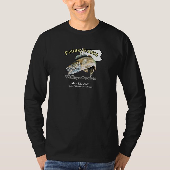 Anpassningsbar Sjö/Datum Pennsylvania Walleye Mörk T Shirt (Framsida)