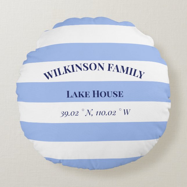 Anpassningsbar Sjö house Blue Rand Rund Kudde (Framsidan)