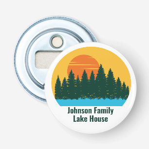 Anpassningsbar Sjö House Family Resa Cute Sunset Flasköppnare