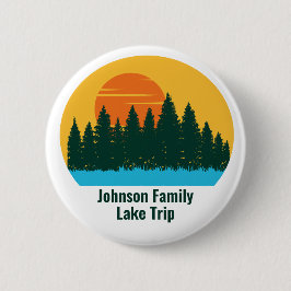 Anpassningsbar Sjö House Family Resa Cute Sunset Knapp