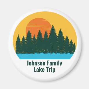 Anpassningsbar Sjö House Family Resa Cute Sunset Magnet