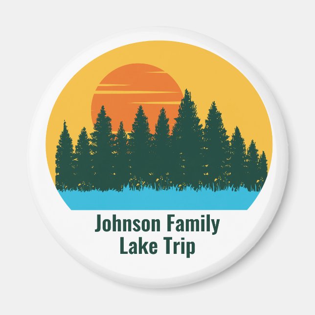 Anpassningsbar Sjö House Family Resa Cute Sunset Magnet (Framsidan)