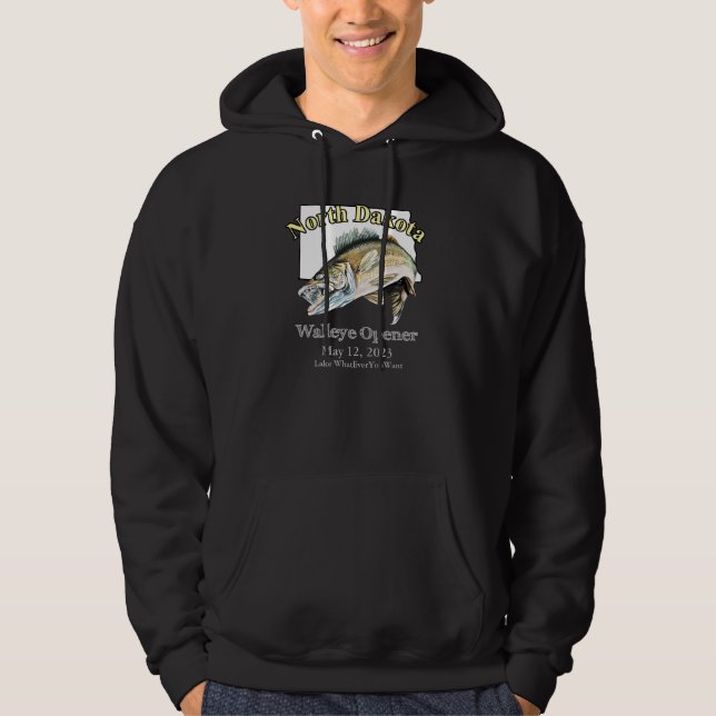 Anpassningsbar Sjö och Date North Dakota Walleye-ö Hoodie (Framsida)
