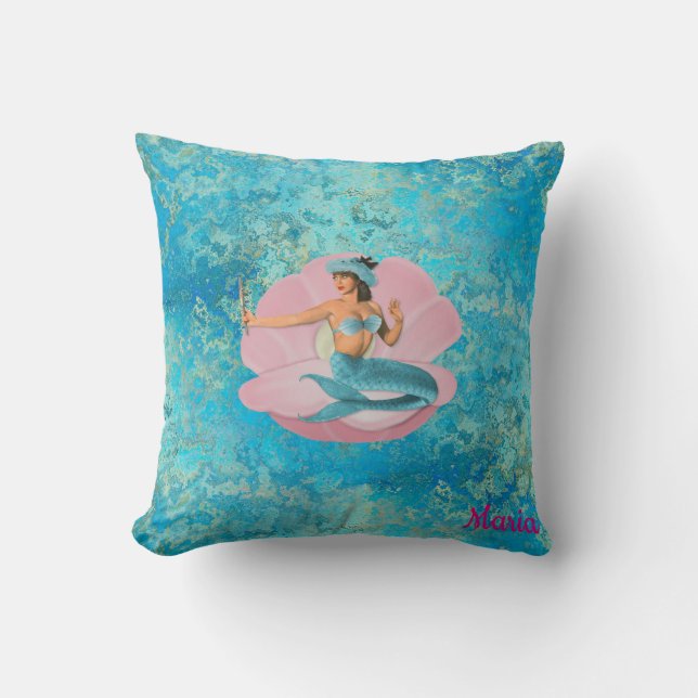 Anpassningsbar sjöjungfru i ett skal kudde (Framsida)