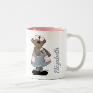 Anpassningsbar Sjuksköterskans Namn Nalle Design G Två-Tonad Mugg