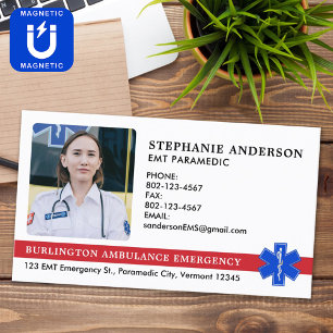 Anpassningsbar Sjukvårdare EMS EMT Akut Ambulance Magnetiska Visitkort
