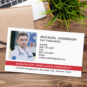 Anpassningsbar Sjukvårdare EMS EMT Akut Medicinskt Visitkort