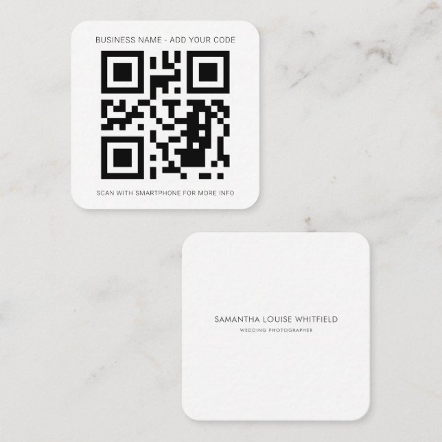 Anpassningsbar Skapar din egen minimalistisk QR-ko Fyrkantigt Visitkort (Fram/baksida)