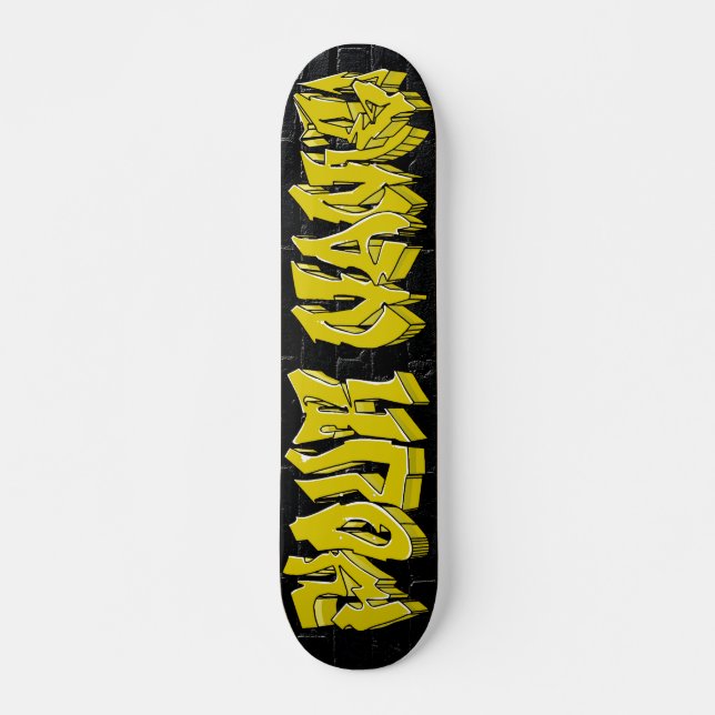 ANPASSNINGSBAR SKATEBOARD GRAFFITI WILDSTYLE GULD (Framsida)