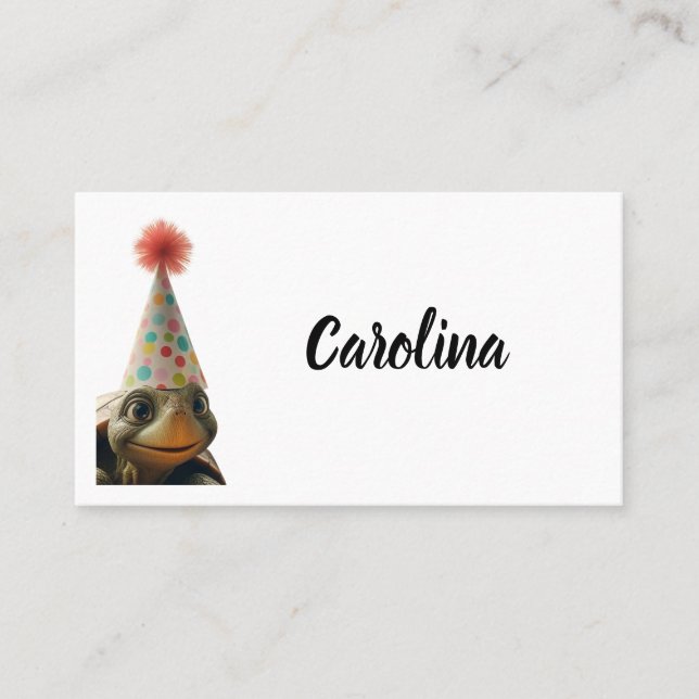 Anpassningsbar sköldpadda med party hat ställe placeringskort (Framsida)