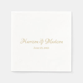 Anpassningsbar-skript guld Namn och Date Bröllop p Pappersservett